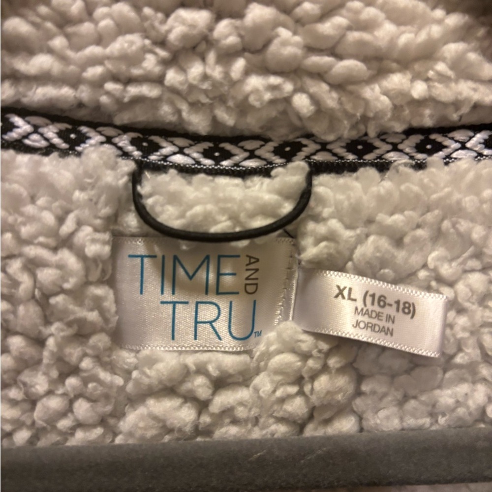 NWOT: Time and Tru Gray Sherpa style zipper Sweater - Picture 2 of 6